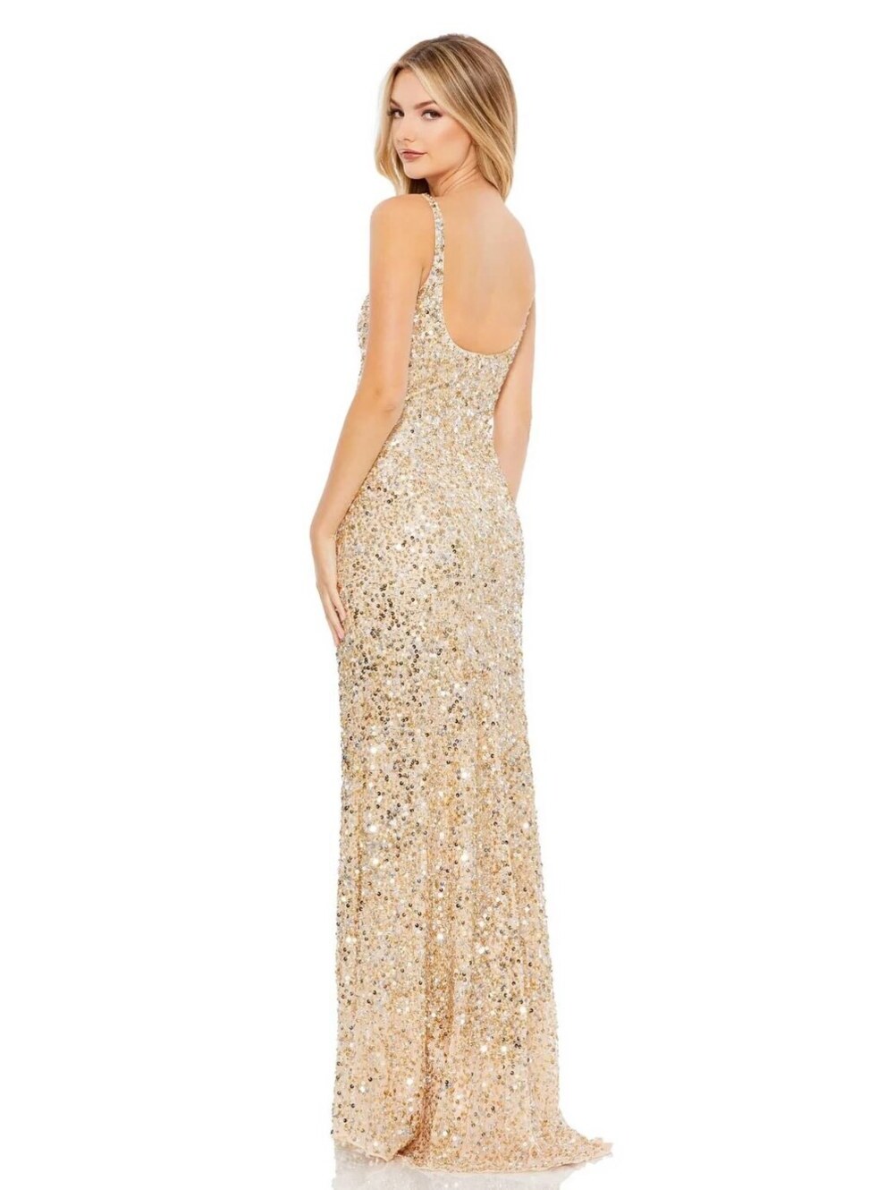 Mac Duggal Gold Sequin 10705 Embellished Dress Size 6 - Picture 5 of 12